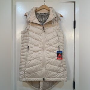 Women’s Columbia Heavenly Long quilted vest, cream colour, size US L